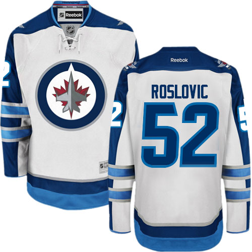 Men's Reebok Winnipeg Jets #52 Jack Roslovic Authentic White Away NHL Jersey