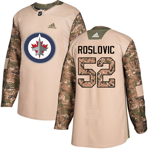 Men's Adidas Winnipeg Jets #52 Jack Roslovic Authentic Camo Veterans Day Practice NHL Jersey