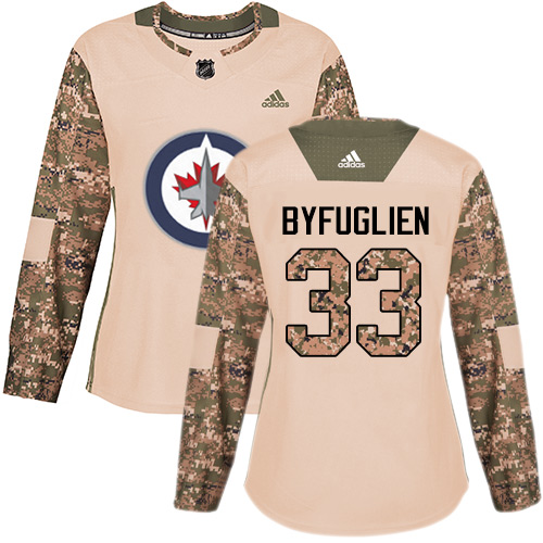 Women's Adidas Winnipeg Jets #33 Dustin Byfuglien Authentic Camo Veterans Day Practice NHL Jersey