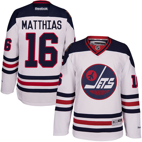 Men's Reebok Winnipeg Jets #16 Shawn Matthias Authentic White 2016 Heritage Classic NHL Jersey