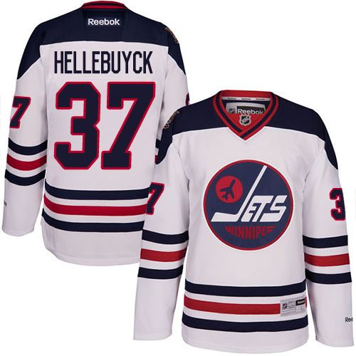 Men's Reebok Winnipeg Jets #37 Connor Hellebuyck Premier White 2016 Heritage Classic NHL Jersey