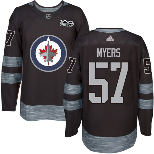 Men's Adidas Winnipeg Jets #57 Tyler Myers Premier Black 1917-2017 100th Anniversary NHL Jersey