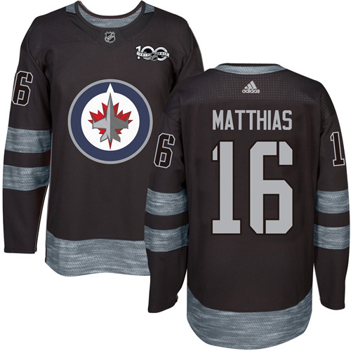 Men's Adidas Winnipeg Jets #16 Shawn Matthias Authentic Black 1917-2017 100th Anniversary NHL Jersey