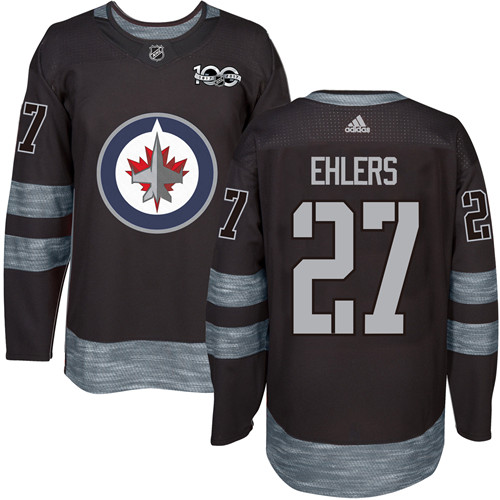 Men's Adidas Winnipeg Jets #27 Nikolaj Ehlers Premier Black 1917-2017 100th Anniversary NHL Jersey