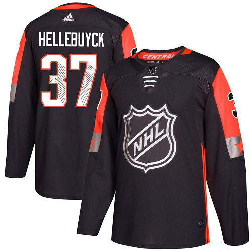 Men's Adidas Winnipeg Jets #37 Connor Hellebuyck Authentic Black 2018 All-Star Central Division NHL Jersey