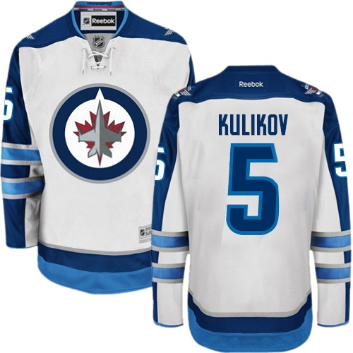 Men's Reebok Winnipeg Jets #5 Dmitry Kulikov Authentic White Away NHL Jersey