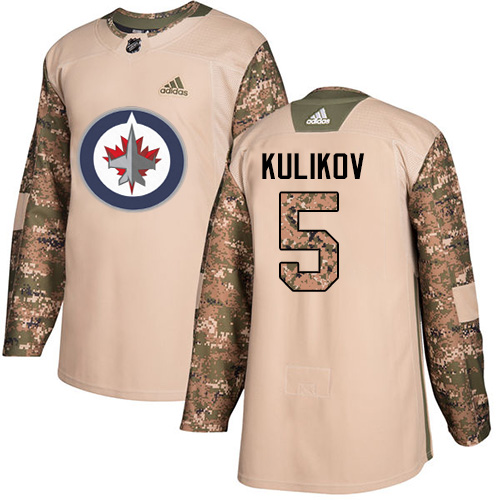Men's Adidas Winnipeg Jets #5 Dmitry Kulikov Authentic Camo Veterans Day Practice NHL Jersey