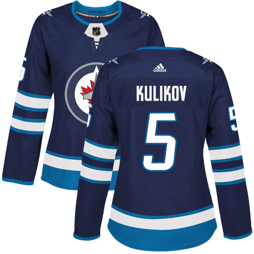 Women's Adidas Winnipeg Jets #5 Dmitry Kulikov Authentic Navy Blue Home NHL Jersey