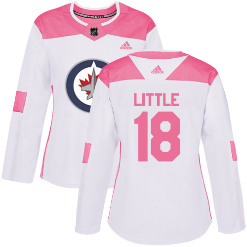 Women's Adidas Winnipeg Jets #18 Bryan Little Authentic White/Pink Fashion NHL Jersey
