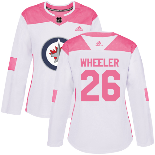 Women's Adidas Winnipeg Jets #26 Blake Wheeler Authentic White/Pink Fashion NHL Jersey