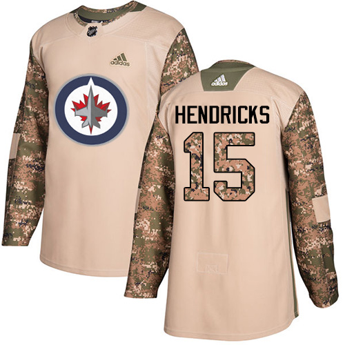 Men's Adidas Winnipeg Jets #15 Matt Hendricks Authentic Camo Veterans Day Practice NHL Jersey