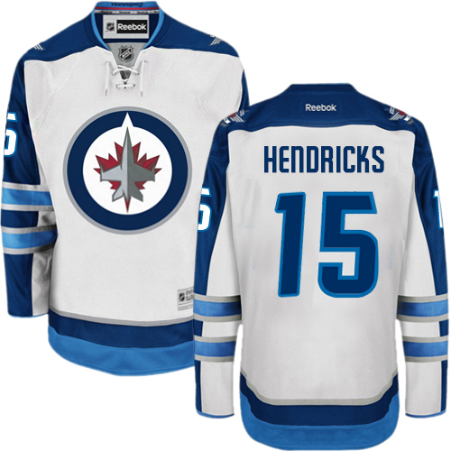 Youth Reebok Winnipeg Jets #15 Matt Hendricks Authentic White Away NHL Jersey