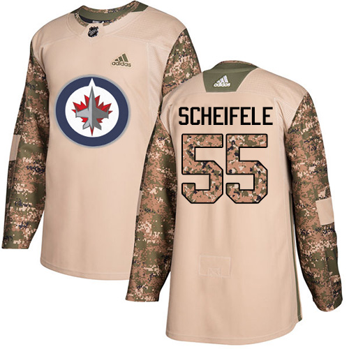 Youth Adidas Winnipeg Jets #55 Mark Scheifele Authentic Camo Veterans Day Practice NHL Jersey