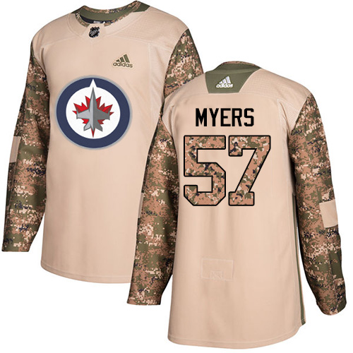Youth Adidas Winnipeg Jets #57 Tyler Myers Authentic Camo Veterans Day Practice NHL Jersey