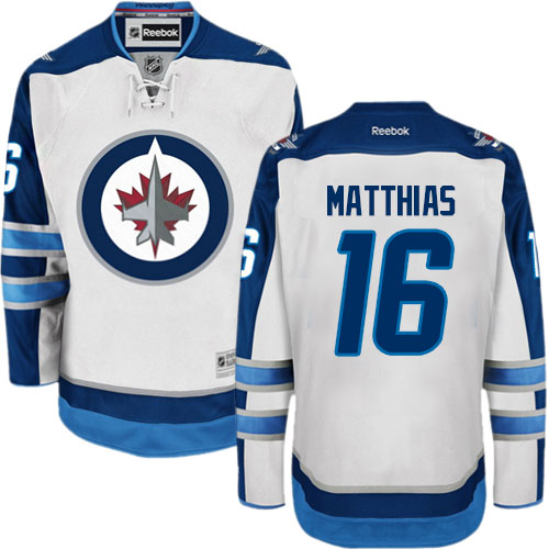 Youth Reebok Winnipeg Jets #16 Shawn Matthias Authentic White Away NHL Jersey