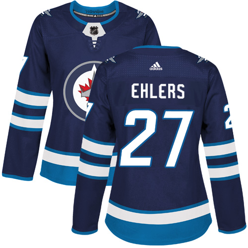 Women's Adidas Winnipeg Jets #27 Nikolaj Ehlers Premier Navy Blue Home NHL Jersey