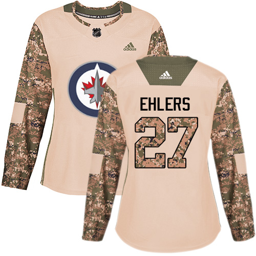 Women's Adidas Winnipeg Jets #27 Nikolaj Ehlers Authentic Camo Veterans Day Practice NHL Jersey