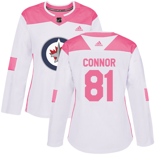 Women's Adidas Winnipeg Jets #81 Kyle Connor Authentic White/Pink Fashion NHL Jersey