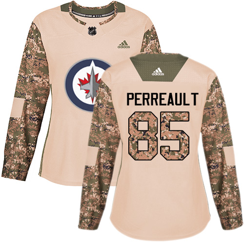 Women's Adidas Winnipeg Jets #85 Mathieu Perreault Authentic Camo Veterans Day Practice NHL Jersey