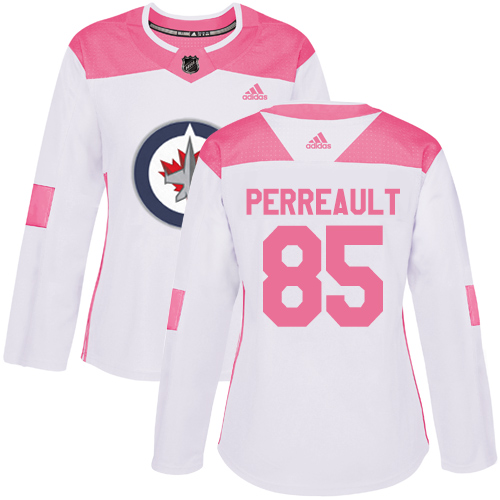 Women's Adidas Winnipeg Jets #85 Mathieu Perreault Authentic White/Pink Fashion NHL Jersey