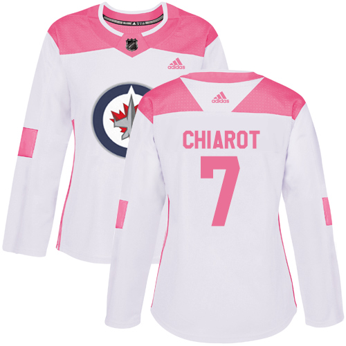 Women's Adidas Winnipeg Jets #7 Ben Chiarot Authentic White/Pink Fashion NHL Jersey