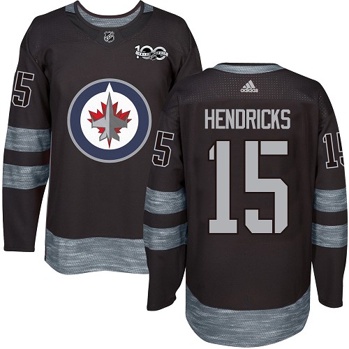 Men's Adidas Winnipeg Jets #15 Matt Hendricks Authentic Black 1917-2017 100th Anniversary NHL Jersey