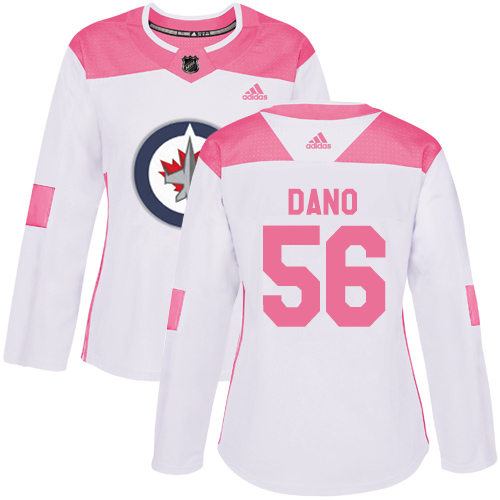Women's Adidas Winnipeg Jets #56 Marko Dano Authentic White/Pink Fashion NHL Jersey