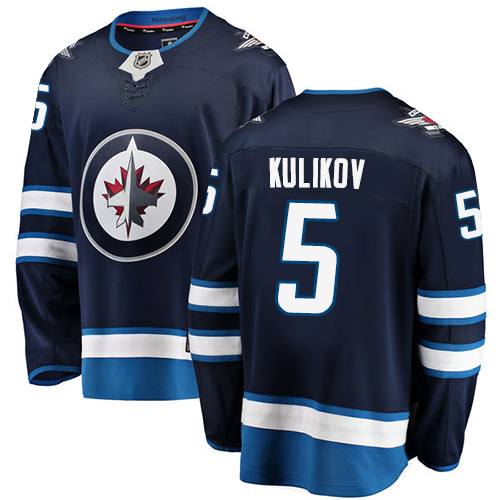 Men's Winnipeg Jets #5 Dmitry Kulikov Fanatics Branded Navy Blue Home Breakaway NHL Jersey