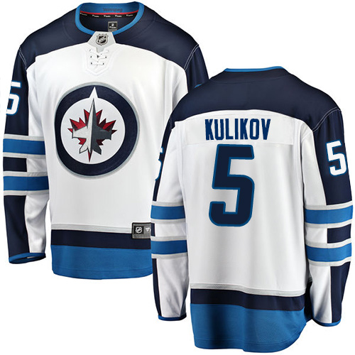 Men's Winnipeg Jets #5 Dmitry Kulikov Fanatics Branded White Away Breakaway NHL Jersey