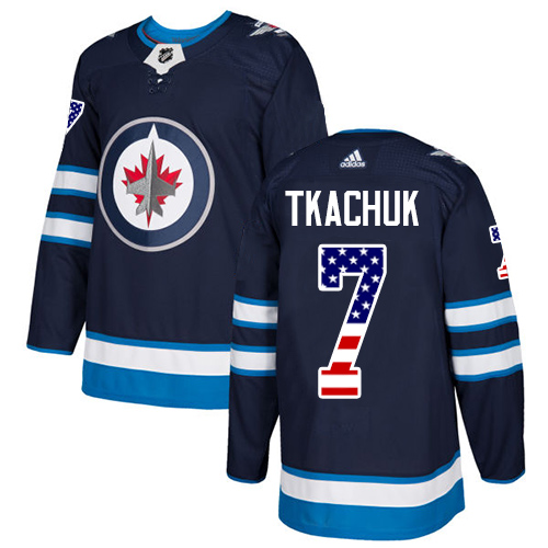 Men's Adidas Winnipeg Jets #7 Keith Tkachuk Authentic Navy Blue USA Flag Fashion NHL Jersey