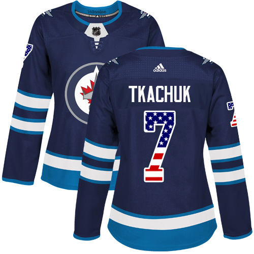 Women's Adidas Winnipeg Jets #7 Keith Tkachuk Authentic Navy Blue USA Flag Fashion NHL Jersey