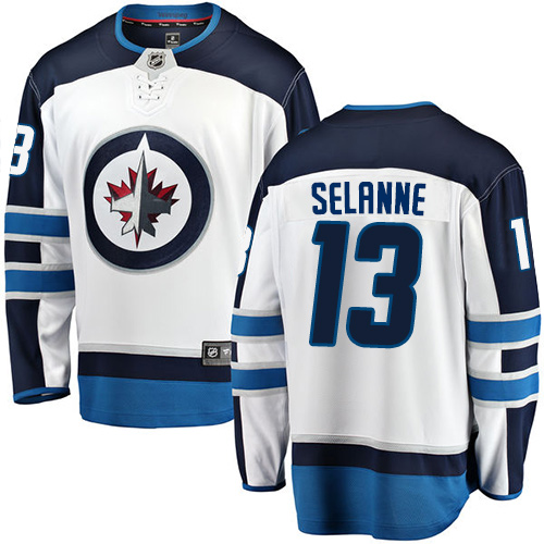 Men's Winnipeg Jets #13 Teemu Selanne Fanatics Branded White Away Breakaway NHL Jersey