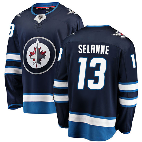Youth Winnipeg Jets #13 Teemu Selanne Fanatics Branded Navy Blue Home Breakaway NHL Jersey
