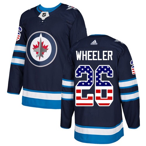 Men's Adidas Winnipeg Jets #26 Blake Wheeler Authentic Navy Blue USA Flag Fashion NHL Jersey