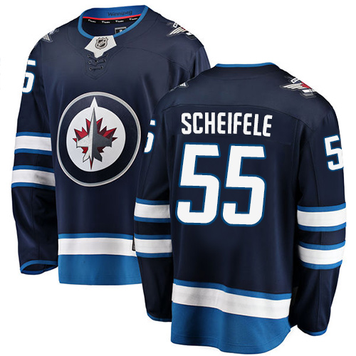Men's Winnipeg Jets #55 Mark Scheifele Fanatics Branded Navy Blue Home Breakaway NHL Jersey
