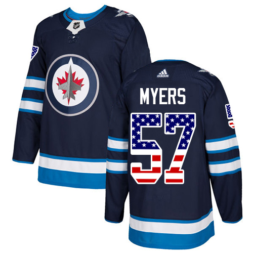 Men's Adidas Winnipeg Jets #57 Tyler Myers Authentic Navy Blue USA Flag Fashion NHL Jersey