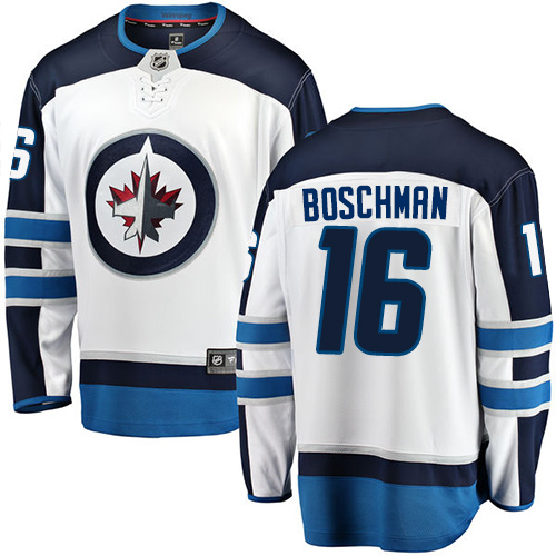 Men's Winnipeg Jets #16 Laurie Boschman Fanatics Branded White Away Breakaway NHL Jersey