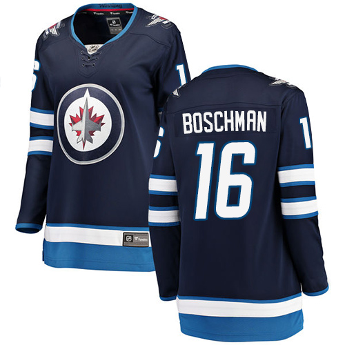 Women's Winnipeg Jets #16 Laurie Boschman Fanatics Branded Navy Blue Home Breakaway NHL Jersey