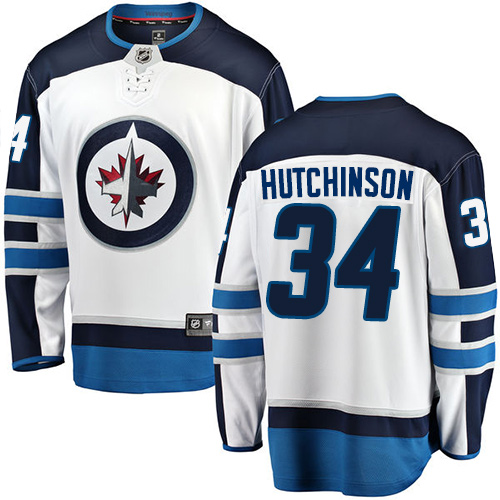 Youth Winnipeg Jets #34 Michael Hutchinson Fanatics Branded White Away Breakaway NHL Jersey