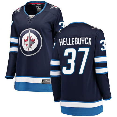 Women's Winnipeg Jets #37 Connor Hellebuyck Fanatics Branded Navy Blue Home Breakaway NHL Jersey