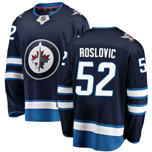 Men's Winnipeg Jets #52 Jack Roslovic Fanatics Branded Navy Blue Home Breakaway NHL Jersey
