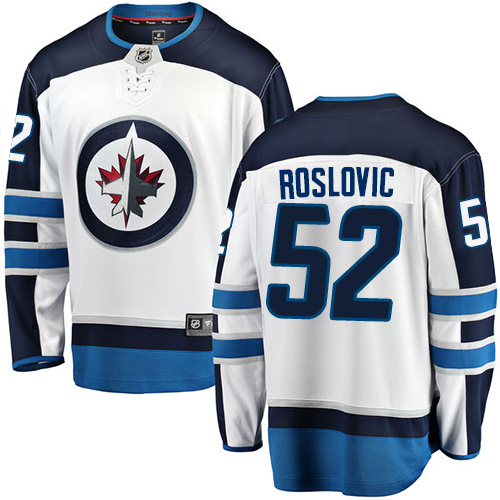 Men's Winnipeg Jets #52 Jack Roslovic Fanatics Branded White Away Breakaway NHL Jersey