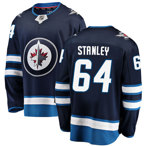 Men's Winnipeg Jets #64 Logan Stanley Fanatics Branded Navy Blue Home Breakaway NHL Jersey