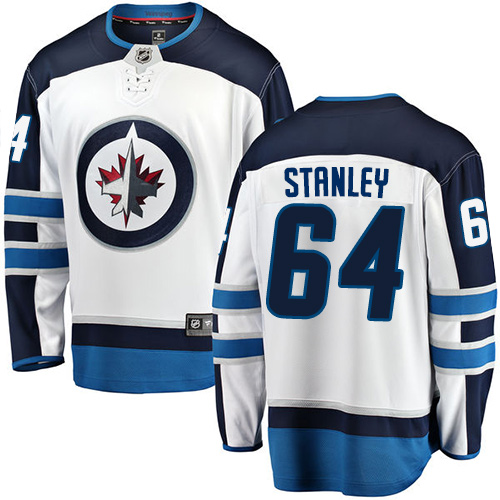 Men's Winnipeg Jets #64 Logan Stanley Fanatics Branded White Away Breakaway NHL Jersey
