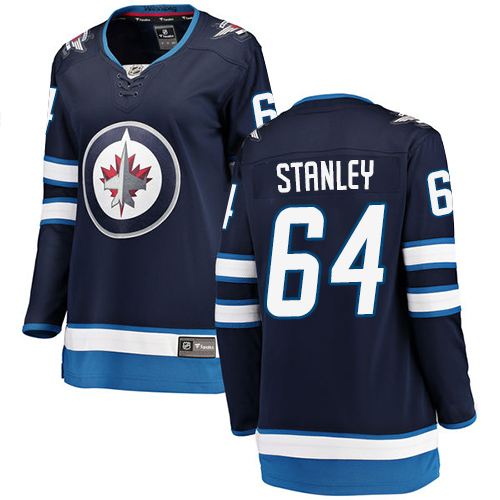 Women's Winnipeg Jets #64 Logan Stanley Fanatics Branded Navy Blue Home Breakaway NHL Jersey