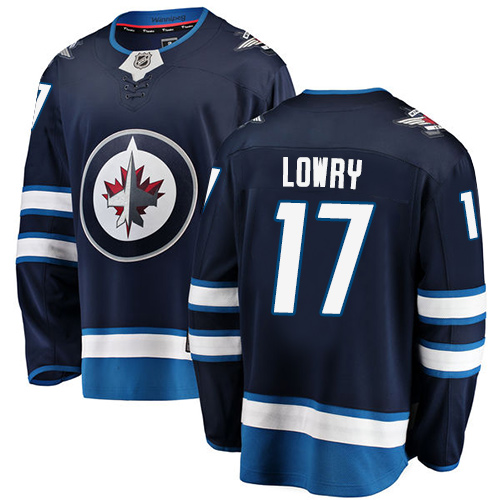 Men's Winnipeg Jets #17 Adam Lowry Fanatics Branded Navy Blue Home Breakaway NHL Jersey