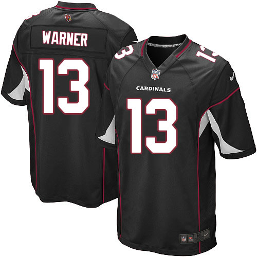 Men's Nike Arizona Cardinals #13 Kurt Warner Game Black Alternate NFL Jersey