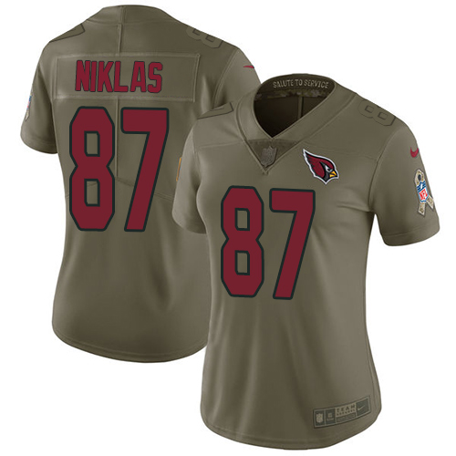 Women's Nike Arizona Cardinals #87 Troy Niklas Limited Olive 2017 Salute to Service NFL Jersey