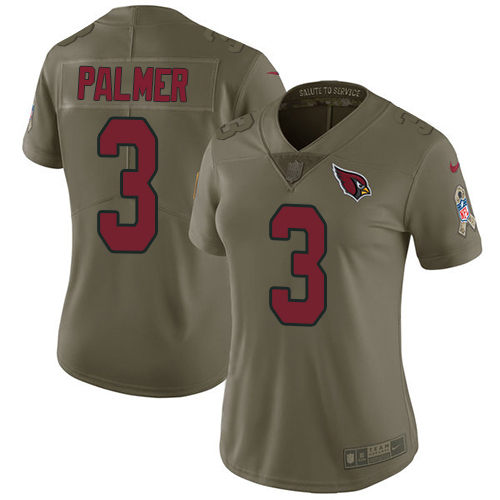 Women's Nike Arizona Cardinals #3 Carson Palmer Limited Olive 2017 Salute to Service NFL Jersey