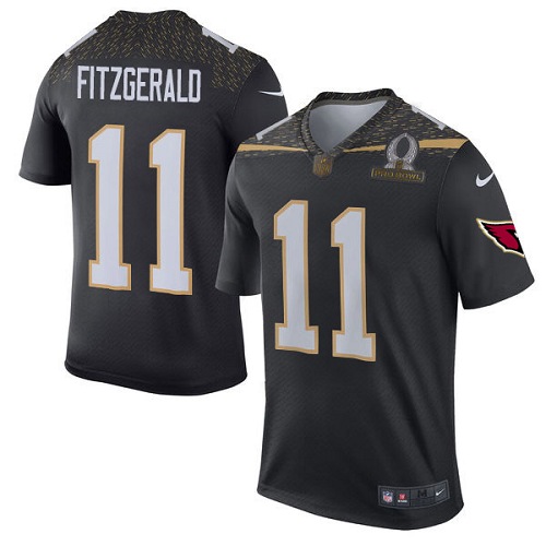 Men's Nike Arizona Cardinals #11 Larry Fitzgerald Elite Black Team Irvin 2016 Pro Bowl NFL Jersey